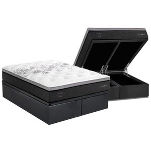 Cama Box Baú Queen: Colchão Molas Masterpocket Ensacadas Herval Partenon C1629 + Base Crc Suede