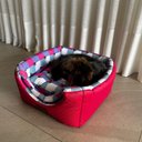 Ver imagem 2 de Cama para Cachorro Toca Quadrada em Corino + Poliéster Rosa e Lilás Média (m) 40 X 40 X 40 Cm