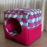 Cama para Cachorro Toca Quadrada em Corino + Poliéster Rosa e Lilás Média (m) 40 X 40 X 40 Cm - 6