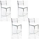 Ver imagem 1 de Kit 4 Banquetas EMPILHÁVEL cromada Altura 65cm assento branco - Poltronas do Sul