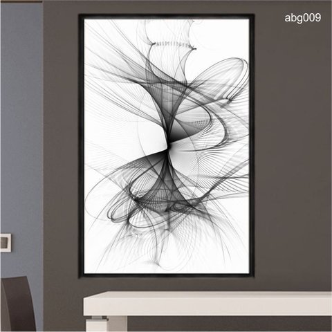 Quadro Decorativo - Abstrato Preto e Branco Abg009 Vidro com Impressão Uv - 60x40cm