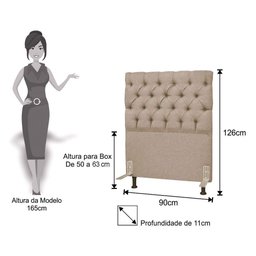 Cabeceira Cama Box Solteiro 90Cm Cristal Linho Bege - 3