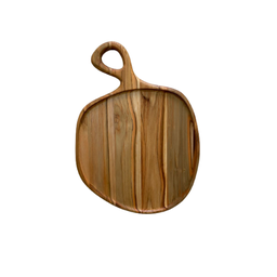 Tábua Gold Orgânica M para Servir com Cabo e Rebaixo – Madeira de Teca 33x24x2cm - 1
