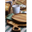 Ver imagem 2 de Tábua Gold Orgânica M para Servir com Cabo e Rebaixo – Madeira de Teca 33x24x2cm