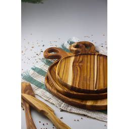 Tábua Gold Orgânica M para Servir com Cabo e Rebaixo – Madeira de Teca 33x24x2cm - 4