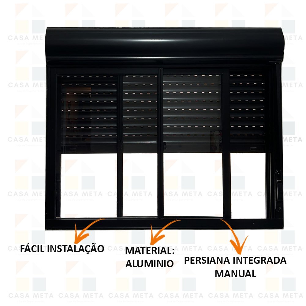 Janela de Aluminio com Persiana Preta Integrada 120x120cm - 2