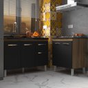 Ver imagem 2 de Armário Cozinha Gabinete Pia de 120 Cm Aline e Balcão Fran para Cooktop 5 Bocas Savana Preto