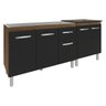 Armário Cozinha Gabinete Pia de 120 Cm Aline e Balcão Fran para Cooktop 5 Bocas Savana Preto - 4