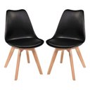 Ver imagem 1 de Kit 2 Cadeiras Charles Eames Leda Design Wood Estofada Preto
