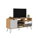 Ver imagem 1 de Rack 2 Gavetas para Tvs 65 Polegadas Valência Caravalho Grafite Branco Prata