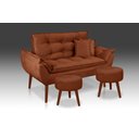 Ver imagem 2 de Kit 01 Namoradeira Opala + 02 Puff Redondo + 02 Almofadas Suede Terracota -casa da Poltrona