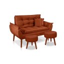 Ver imagem 1 de Kit 01 Namoradeira Opala + 02 Puff Redondo + 02 Almofadas Suede Terracota -casa da Poltrona