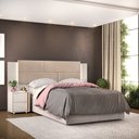 Ver imagem 1 de Cabeceira Estofada Casal Queen com Mesa de Cabeceira Fita Led Dj - Mel/ Off White/ Veludo Kraft