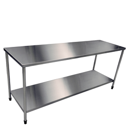 Mesa Inox com Prateleira Lisa - Modelo 01 - Inox 430 (#1,0) - 60x50x90 Cm - 1