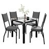 Conjunto Mesa de Jantar com 4 Cadeiras 258 Malva Tampo Vidro Incolor 75cm Sf Preto Assento Platina - - 2