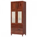 Ver imagem 2 de Guarda-Roupa Solteiro Paris 4 Portas 3 Gavetas com Espelho Mogano 361 - Lanes