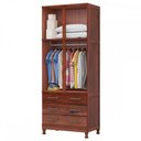 Ver imagem 3 de Guarda-Roupa Solteiro Paris 4 Portas 3 Gavetas com Espelho Mogano 361 - Lanes