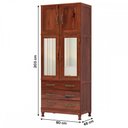 Ver imagem 4 de Guarda-Roupa Solteiro Paris 4 Portas 3 Gavetas com Espelho Mogano 361 - Lanes