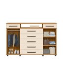 Ver imagem 3 de Cômoda Sapateira Casal com Rodízios 2 Portas 7 Gavetas London Cinamon Touch Off White Demóbile