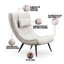 Ver imagem 3 de Poltrona Decorativa Para Sala de Estar com Almofada e Pés Palito Lord Facto Prata - Ibiza