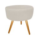 Ver imagem 5 de Kit Namoradeira + 1 Poltrona Decorativa Nina + Puff Redondo Suede Bege Pés Madeira Ms Decor