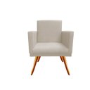 Ver imagem 3 de Kit Namoradeira + 1 Poltrona Decorativa Nina + Puff Redondo Suede Bege Pés Madeira Ms Decor