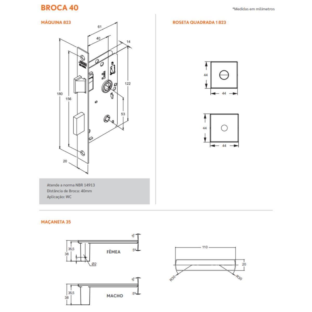 Fechadura Porta Banheiro 823/35 Cromado Roseta Aço Inox Stam - 2