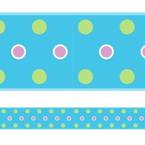 Faixa Decorativa Infantil Poá Fundo Azul- Kit 2 unidades
