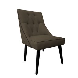 Cadeira De Jantar Bela Capitone Suede Marrom com Tachas - 1