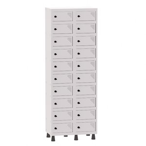 Armário Porta Objetos de Aço 2 Vãos 20 Portas Pitão Pandin 1,90 M Branco