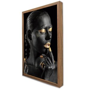 Quadro Decorativo Mulher Artística em Moldura Caixa Tacolado Moldura Caixa Alta 4,5cm Madeira sem Vi