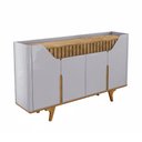Ver imagem 1 de Aparador Buffet Tamisa com 4 Portas e Pé Madeira Maciça Off-White/Cinamomo
