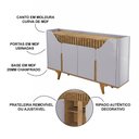Ver imagem 3 de Aparador Buffet Tamisa com 4 Portas e Pé Madeira Maciça Off-White/Cinamomo