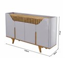Ver imagem 4 de Aparador Buffet Tamisa com 4 Portas e Pé Madeira Maciça Off-White/Cinamomo