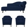 Kit Diva Recamier Juliana 160cm Lado Esquerdo e 02 Poltronas Julia Suede Azul Marinho - Amarena - 2