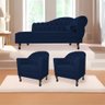 Kit Diva Recamier Juliana 160cm Lado Esquerdo e 02 Poltronas Julia Suede Azul Marinho - Amarena - 1