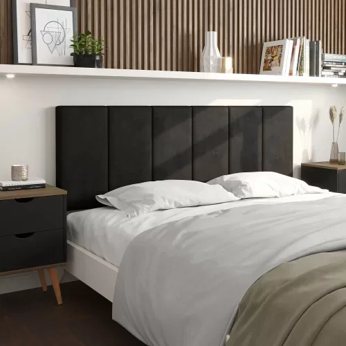 Cabeceira Painel Imperial Estofada Casal Preto 1,40m - 2