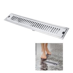 Ralo Linear 50cm Inox Anti Odor Anti Inseto Banheiro Area Externa Lavabo Quintal Higienico Seguro - 3