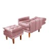 Poltrona Para Leitura Reclinável Com Puff Veludo Rose Polonia Shop JM - 3