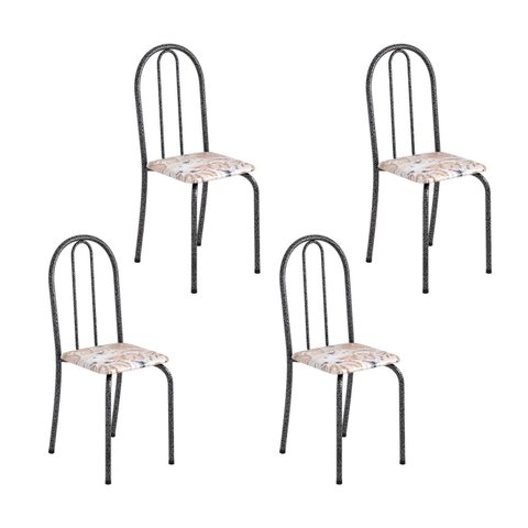 Kit 4 Cadeiras Tubular 89x37x42 cm Ane B Prata Botanic Bege/Mart