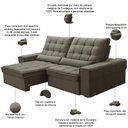 Ver imagem 3 de Sofá Retrátil Reclinável para Sala 3 Lugares 230cm Nebrasca F04 Veludo Marrom - Lyam Decor