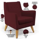 Ver imagem 4 de Poltrona Decorativa com Pés de Madeira Taroba D02 Veludo Marsala C-278 - Lyam Decor