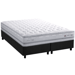 Cama Box Queen com Colchão Herval C1662 Molas Maxspring 158x198x73cm Ms:suede Preto