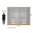 Ver imagem 4 de Guarda Roupa Casal 6 Portas 8 Gavetas com Vidro, LED e Cabideiro 271,5x234x57cm