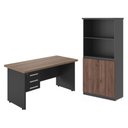 Ver imagem 1 de Conjunto de Mesa e Armário Estante Cruzeiro Noce Preto