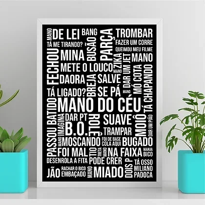 Ver imagem 2 de Quadro Gírias de São Paulo Preto e Branco 24x18cm:Madeira preta