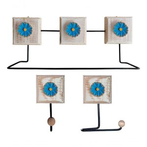 Kit Banheiro 3 Peças Toalheiro Cabideiro Porta Papel Papel Cor Azul