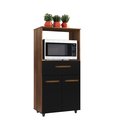 Ver imagem 1 de Armário Multiuso Luna com Porta, Gaveta e com 1 Nicho em Mdp - Savana/preto