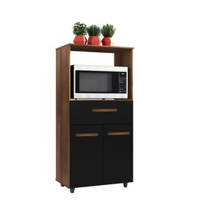 Armário Multiuso Luna com Porta, Gaveta e com 1 Nicho em Mdp - Savana/preto