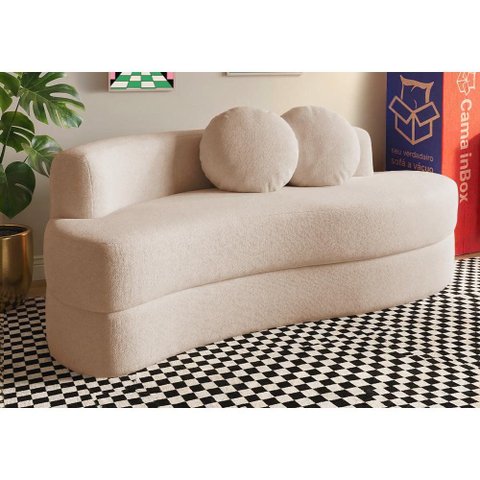 Sofá Cama Cosi 1,88m Xpand Tech Tecido Bouclê Bege Claro Cama Inbox